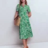 Ivy Cotton Midi Dress Verdant Green, Meadow Scatter Ivy Cotton Midi Dress Verdant Green, Meadow Scatter