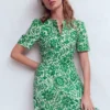 Ivy Cotton Midi Dress Verdant Green, Meadow Scatter Ivy Cotton Midi Dress Verdant Green, Meadow Scatter