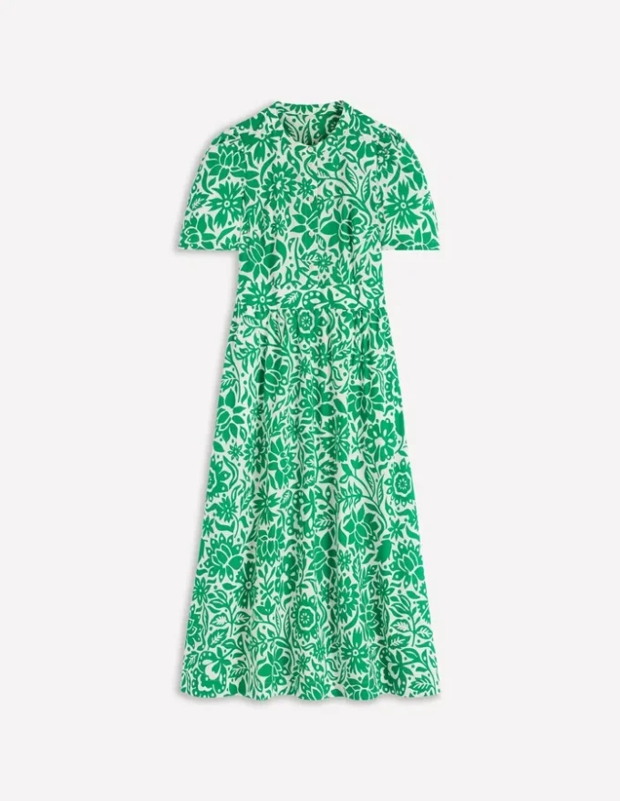 Ivy Cotton Midi Dress Verdant Green, Meadow Scatter Ivy Cotton Midi Dress Verdant Green, Meadow Scatter