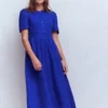 Ivy Linen Midi Dress Bright Blue Ivy Linen Midi Dress Bright Blue