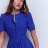 Ivy Linen Midi Dress Bright Blue Ivy Linen Midi Dress Bright Blue