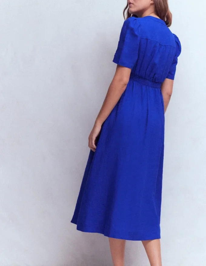 Ivy Linen Midi Dress Bright Blue Ivy Linen Midi Dress Bright Blue