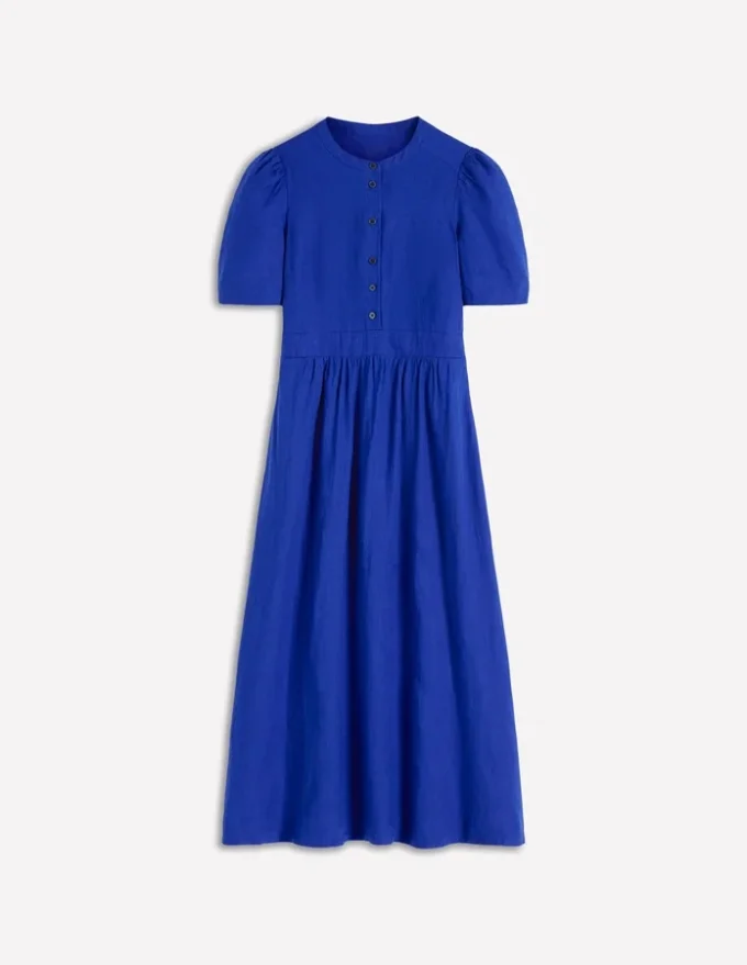 Ivy Linen Midi Dress Bright Blue Ivy Linen Midi Dress Bright Blue