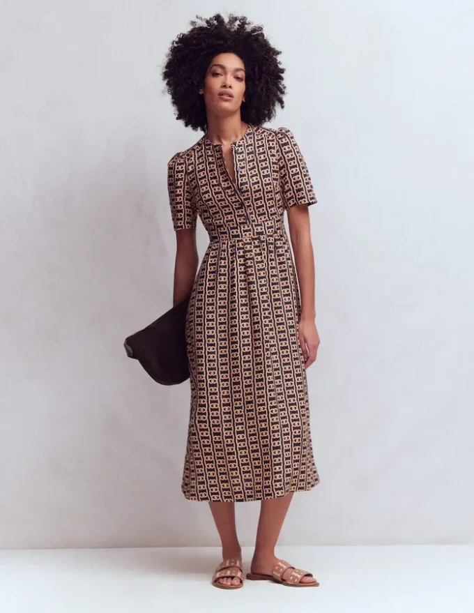 Ivy Linen Midi Dress French Navy, Rope Trellis Ivy Linen Midi Dress French Navy, Rope Trellis
