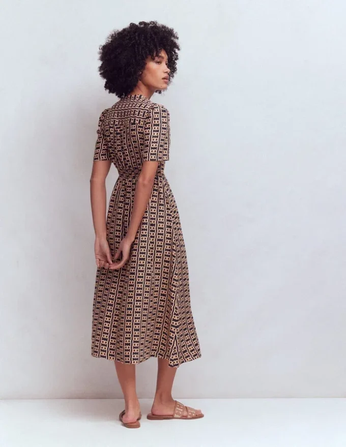 Ivy Linen Midi Dress French Navy, Rope Trellis Ivy Linen Midi Dress French Navy, Rope Trellis