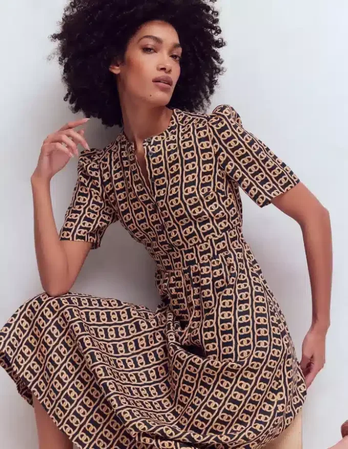 Ivy Linen Midi Dress French Navy, Rope Trellis Ivy Linen Midi Dress French Navy, Rope Trellis