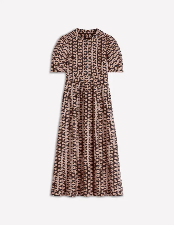 Ivy Linen Midi Dress French Navy, Rope Trellis Ivy Linen Midi Dress French Navy, Rope Trellis