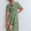 Ivy Linen Midi Dress Hunter Green Ikat Ivy Linen Midi Dress Hunter Green Ikat