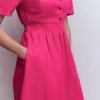 Ivy Linen Midi Dress Pink Peony Ivy Linen Midi Dress Pink Peony