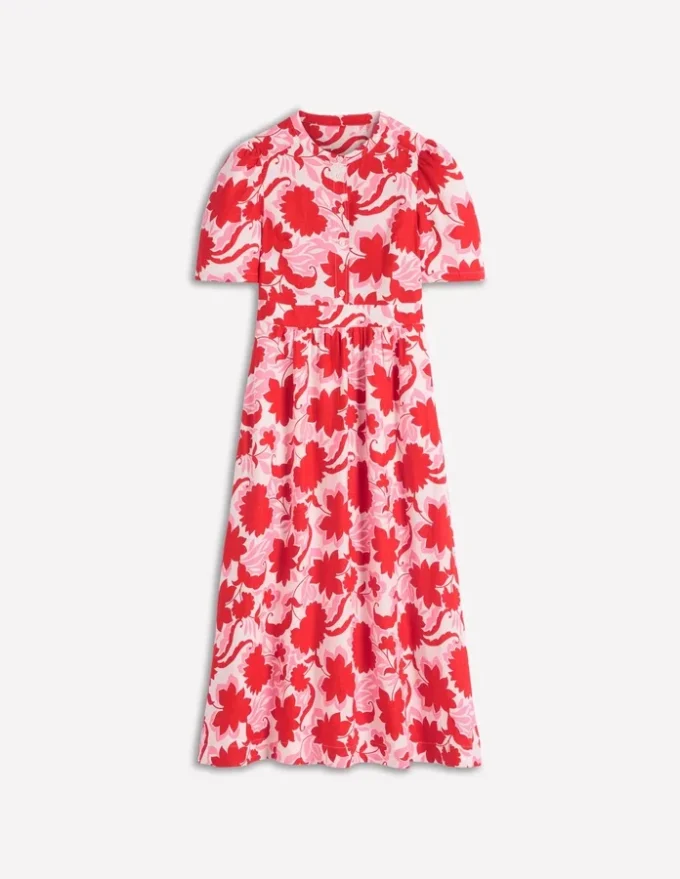 Ivy Linen Midi Dress Red Shadow Blossom Ivy Linen Midi Dress Red Shadow Blossom