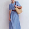 Ivy Linen Midi Dress Summer Blue Chambray Ivy Linen Midi Dress Summer Blue Chambray