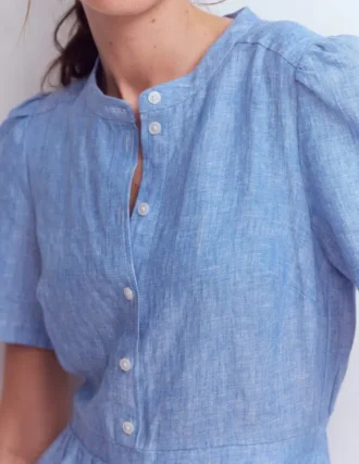 Ivy Linen Midi Dress Summer Blue Chambray
