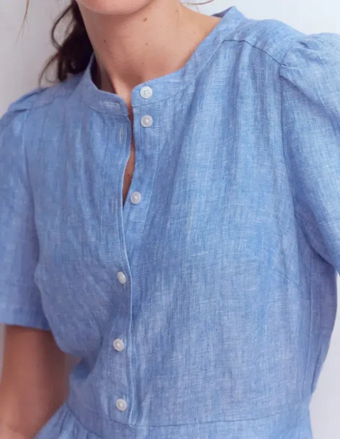 Ivy Linen Midi Dress Summer Blue Chambray Ivy Linen Midi Dress Summer Blue Chambray