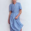 Ivy Linen Midi Dress Summer Blue Chambray Ivy Linen Midi Dress Summer Blue Chambray