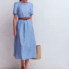 Ivy Linen Midi Dress Summer Blue Chambray Ivy Linen Midi Dress Summer Blue Chambray