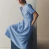 Ivy Linen Midi Dress Summer Blue Chambray Ivy Linen Midi Dress Summer Blue Chambray