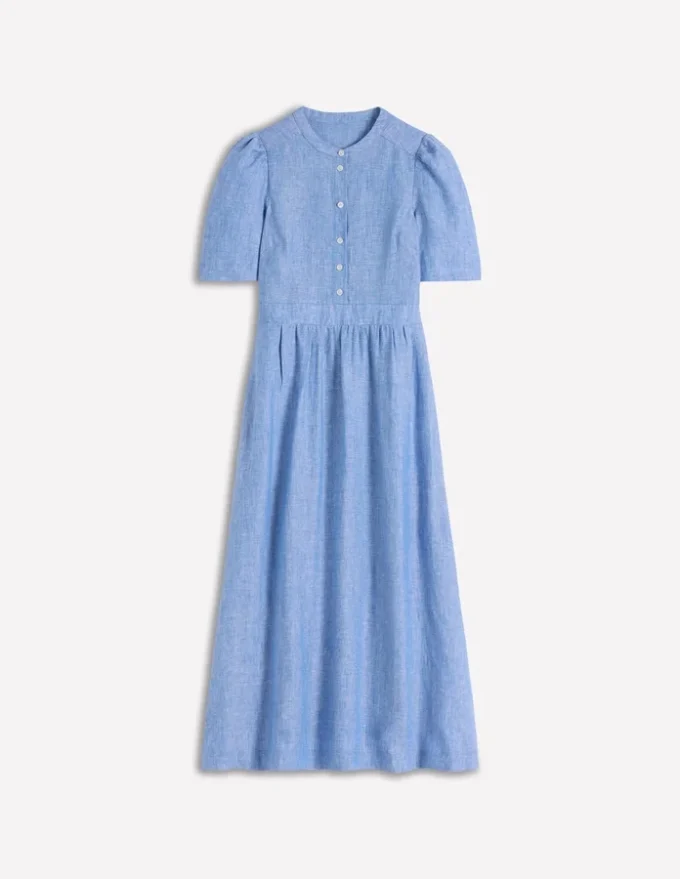 Ivy Linen Midi Dress Summer Blue Chambray Ivy Linen Midi Dress Summer Blue Chambray