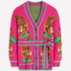 Jacquard Belted Cardigan Pink Yarrow Tigers Jacquard Belted Cardigan Pink Yarrow Tigers