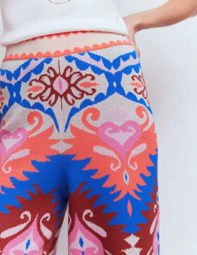 Jacquard Knitted Pants Multi Aztec
