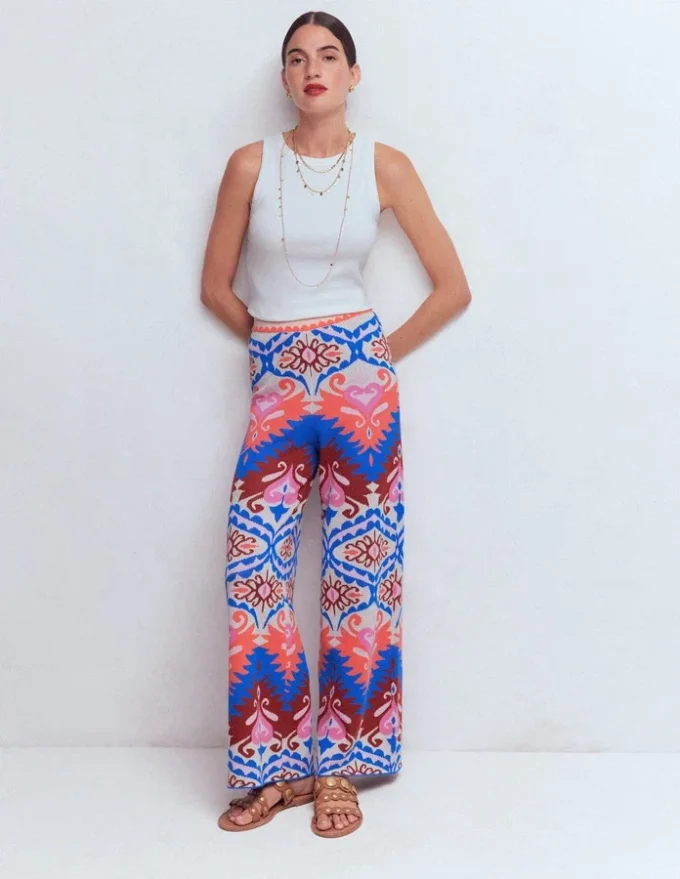 Jacquard Knitted Pants Multi Aztec