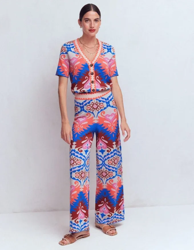 Jacquard Knitted Pants Multi Aztec