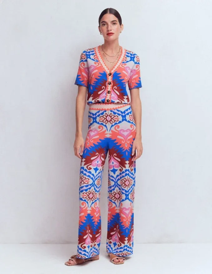 Jacquard Knitted Pants Multi Aztec