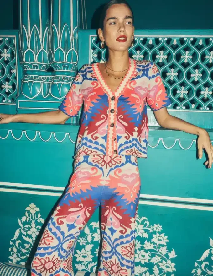 Jacquard Knitted Pants Multi Aztec