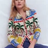 Jacquard Knitted Shacket Warm Ivory, Novelty Jacquard Knitted Shacket Warm Ivory, Novelty