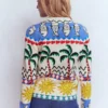 Jacquard Knitted Shacket Warm Ivory, Novelty Jacquard Knitted Shacket Warm Ivory, Novelty