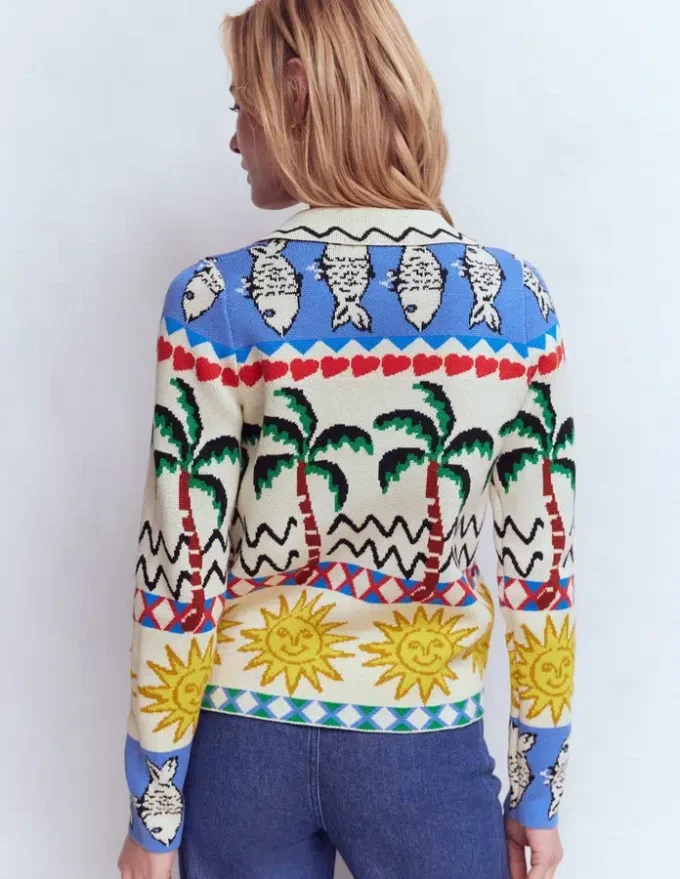 Jacquard Knitted Shacket Warm Ivory, Novelty Jacquard Knitted Shacket Warm Ivory, Novelty