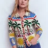 Jacquard Knitted Shacket Warm Ivory, Novelty Jacquard Knitted Shacket Warm Ivory, Novelty