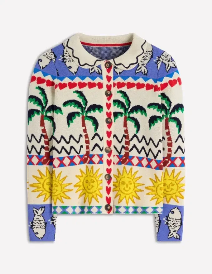 Jacquard Knitted Shacket Warm Ivory, Novelty Jacquard Knitted Shacket Warm Ivory, Novelty
