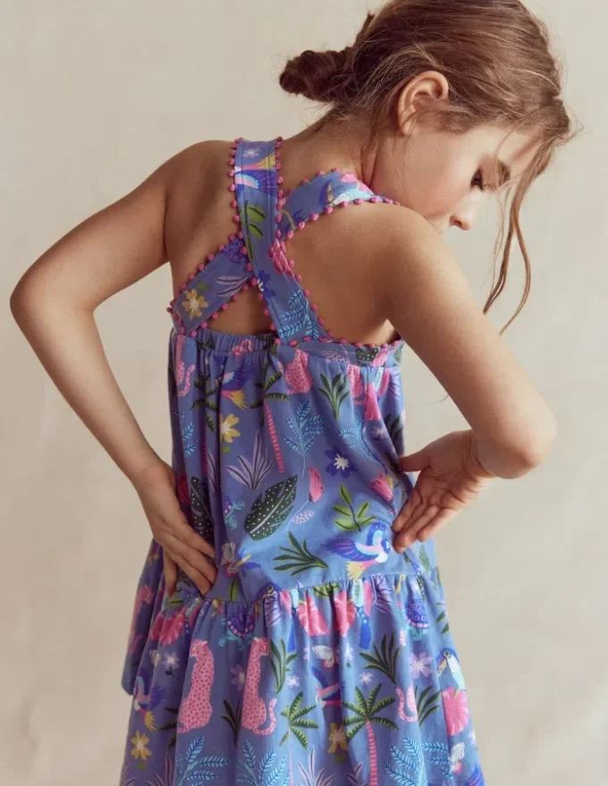 Jersey Cross-back Dress Quiet Harbour Animal Palm