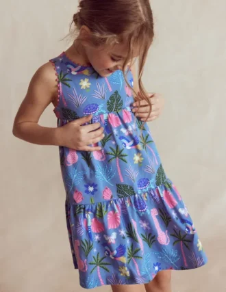Jersey Cross-back Dress Quiet Harbour Animal Palm