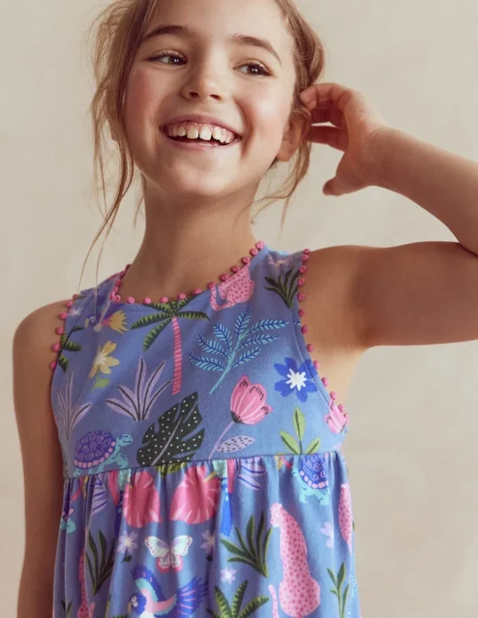 Jersey Cross-back Dress Quiet Harbour Animal Palm