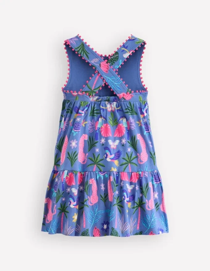 Jersey Cross-back Dress Quiet Harbour Animal Palm