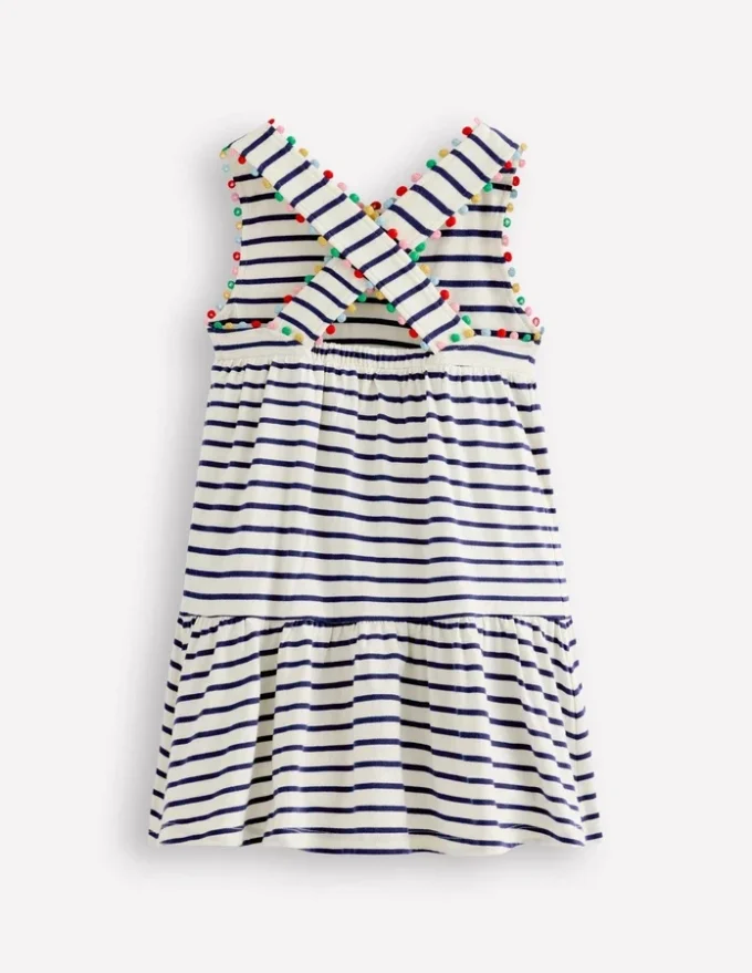 Jersey Cross-back Dress Starboard Blue Stripe
