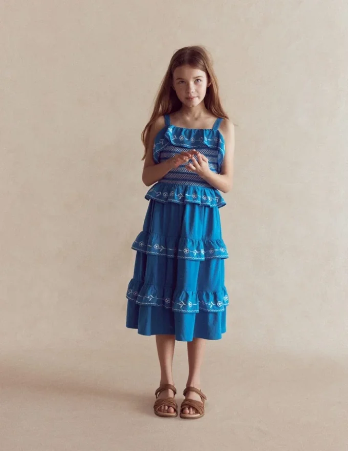 Jersey Embroidered Midi Dress Kingfisher Blue Jersey Embroidered Midi Dress Kingfisher Blue