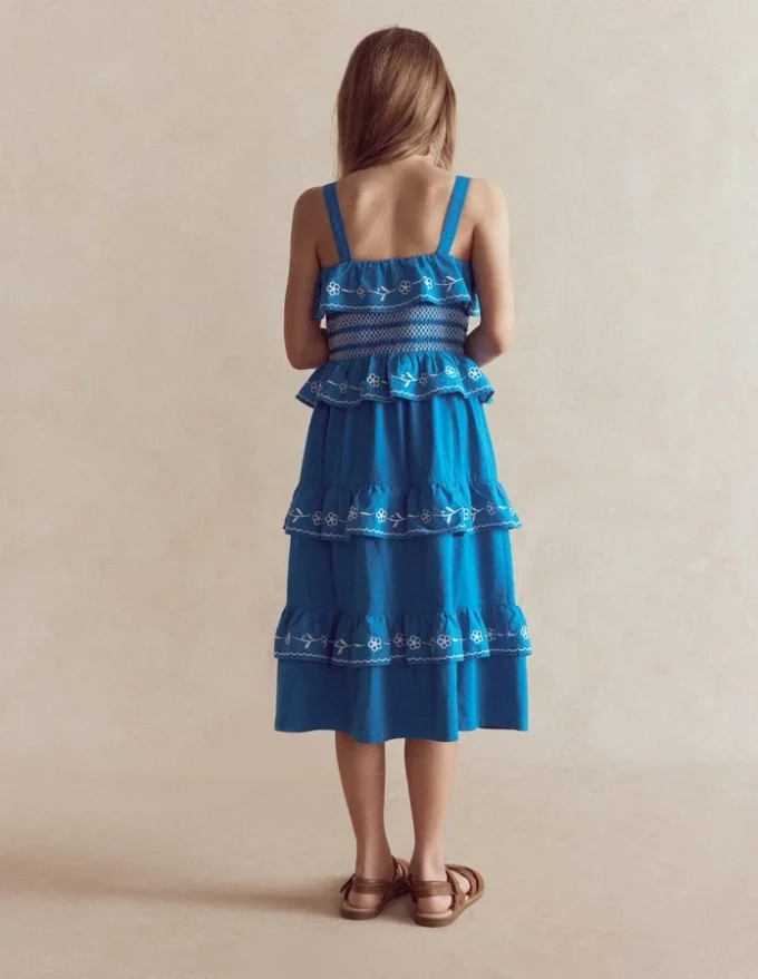 Jersey Embroidered Midi Dress Kingfisher Blue Jersey Embroidered Midi Dress Kingfisher Blue