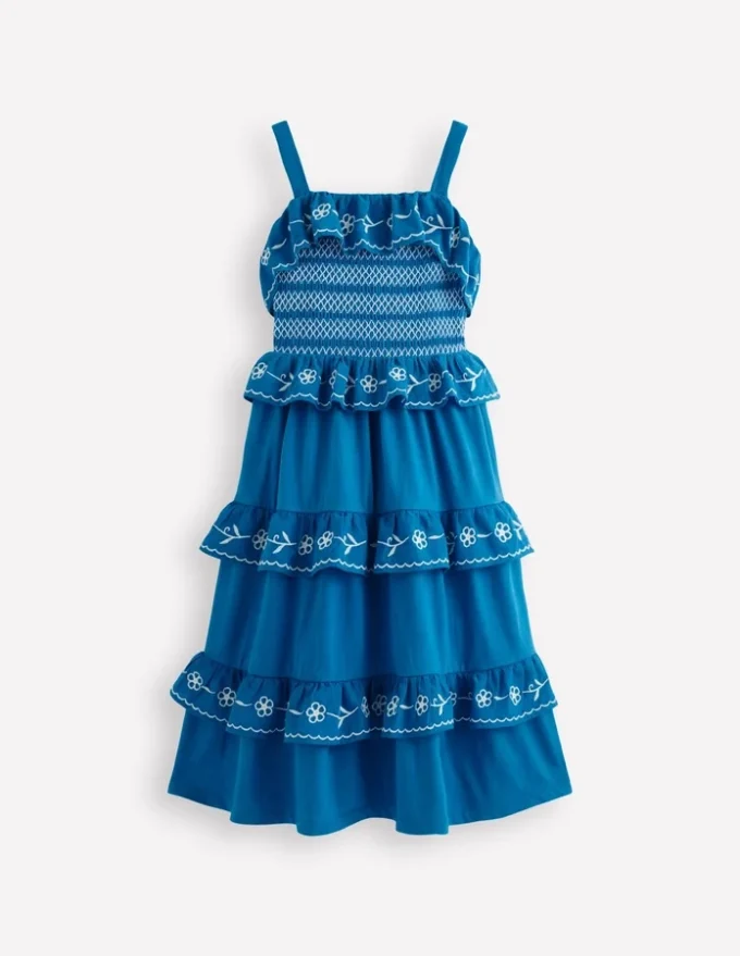 Jersey Embroidered Midi Dress Kingfisher Blue Jersey Embroidered Midi Dress Kingfisher Blue