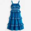 Jersey Embroidered Midi Dress Kingfisher Blue Jersey Embroidered Midi Dress Kingfisher Blue