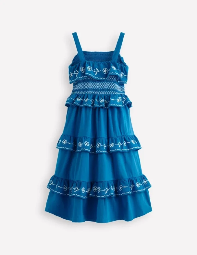 Jersey Embroidered Midi Dress Kingfisher Blue Jersey Embroidered Midi Dress Kingfisher Blue
