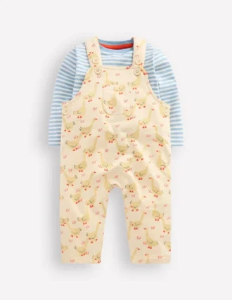 Jersey Overalls Set Ecru Geese