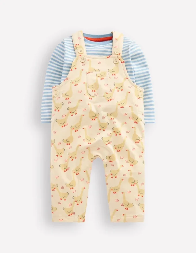 Jersey Overalls Set Ecru Geese Jersey Overalls Set Ecru Geese