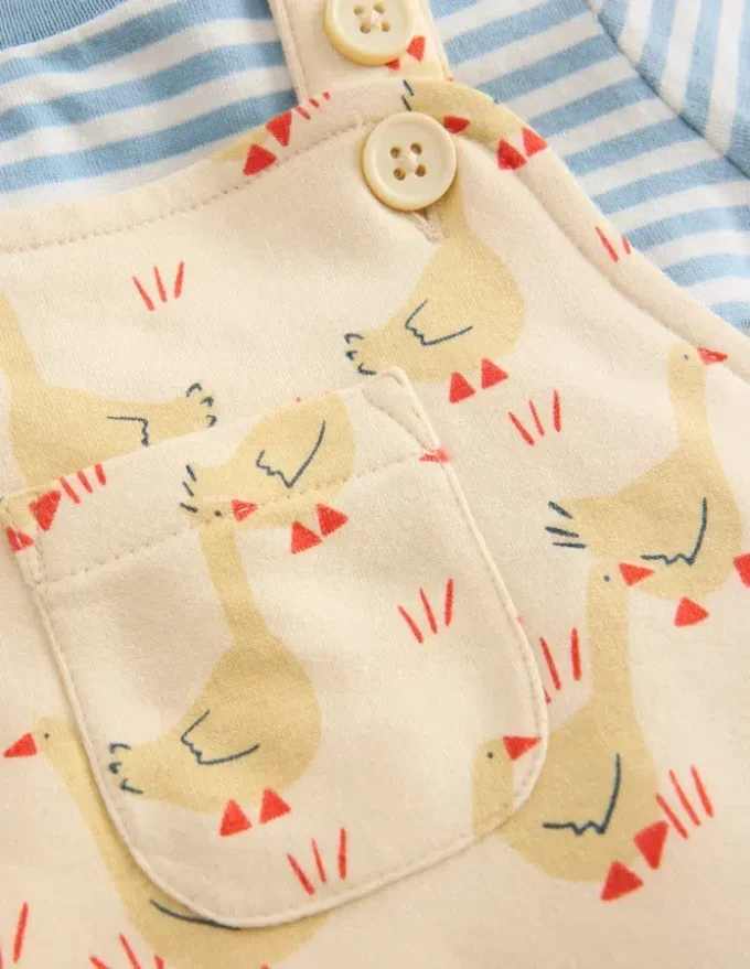 Jersey Overalls Set Ecru Geese Jersey Overalls Set Ecru Geese
