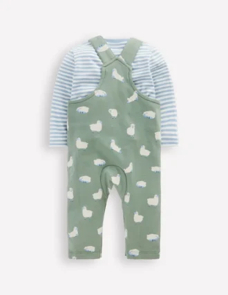 Jersey Overalls Set Green Sheep