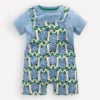 Jersey Short Dungaree Set Blue Geo Turtles Jersey Short Dungaree Set Blue Geo Turtles
