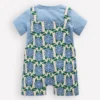 Jersey Short Dungaree Set Blue Geo Turtles Jersey Short Dungaree Set Blue Geo Turtles