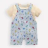 Jersey Short Dungaree Set Blue Multi Jungle Animals