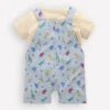 Jersey Short Dungaree Set Blue Multi Jungle Animals